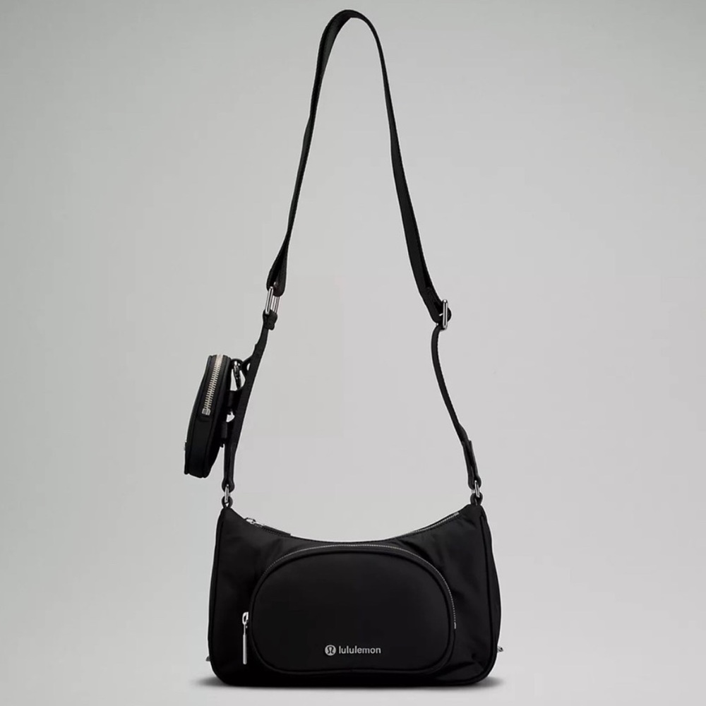 🍋NWT Lululemon Crossbody with Nano Pouch Black Silver Hardware